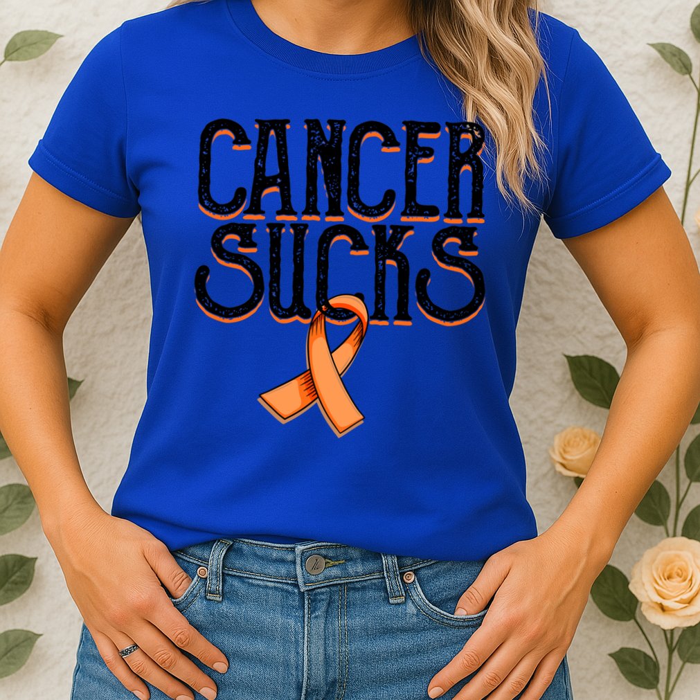Cancer Sucks Orange Ribbon Kidney Cancer Leukemia Awareness Funny Gift Womens T-Shirt