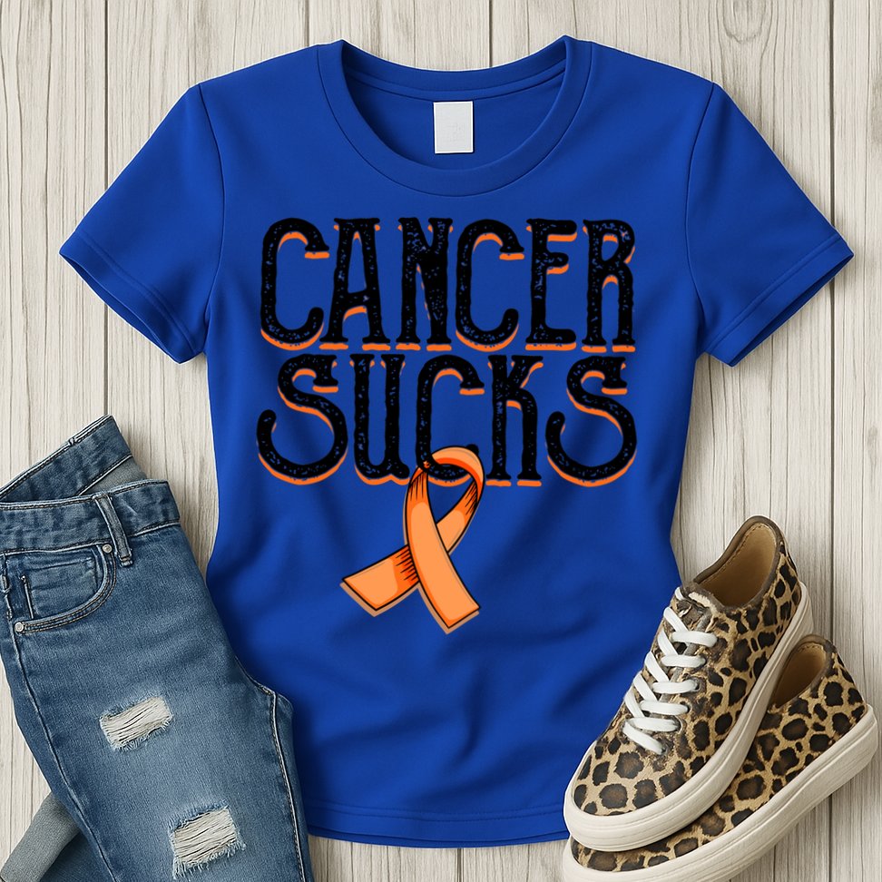 Cancer Sucks Orange Ribbon Kidney Cancer Leukemia Awareness Funny Gift Womens T-Shirt