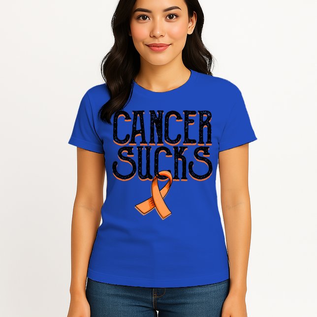 Cancer Sucks Orange Ribbon Kidney Cancer Leukemia Awareness Funny Gift Womens T-Shirt