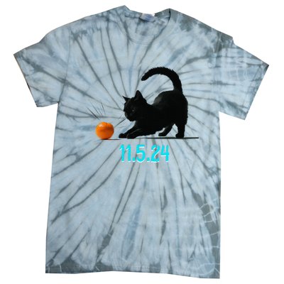 Cat Swatting Orange Off Table On Election Day 11.5.2024 Tie-Dye T-Shirt