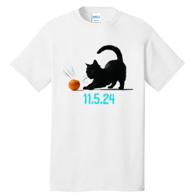 Cat Swatting Orange Off Table On Election Day 11.5.2024 Tall T-Shirt