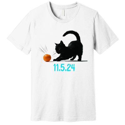 Cat Swatting Orange Off Table On Election Day 11.5.2024 Premium T-Shirt