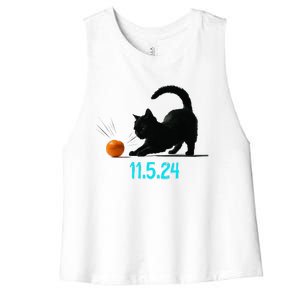 Cat Swatting Orange Off Table On Election Day 11.5.2024 Women's Racerback Cropped Tank