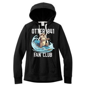 Cute Surfing Otter 841 Raglan Baseball Women's Fleece Hoodie