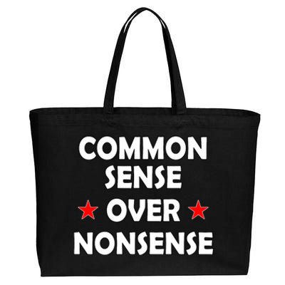 Common Sense Over Nonsense American Election Designs Cotton Canvas Jumbo Tote