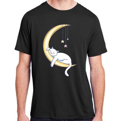 Cat Sleeping On Moon Adult ChromaSoft Performance T-Shirt