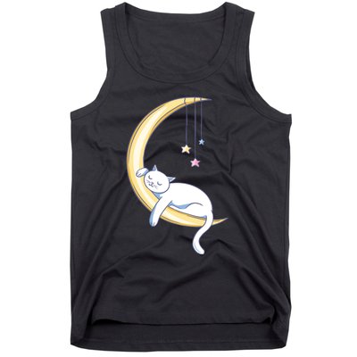 Cat Sleeping On Moon Tank Top