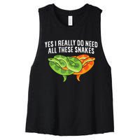 Cute Snake Owner Yes I Really Do Need All These Snakes Women's Racerback Cropped Tank