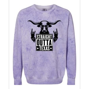 Cool Straight Outta Texas Long Horn Bull Colorblast Crewneck Sweatshirt