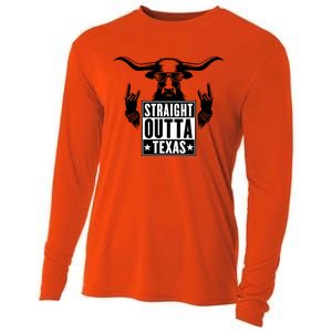 Cool Straight Outta Texas Long Horn Bull Cooling Performance Long Sleeve Crew