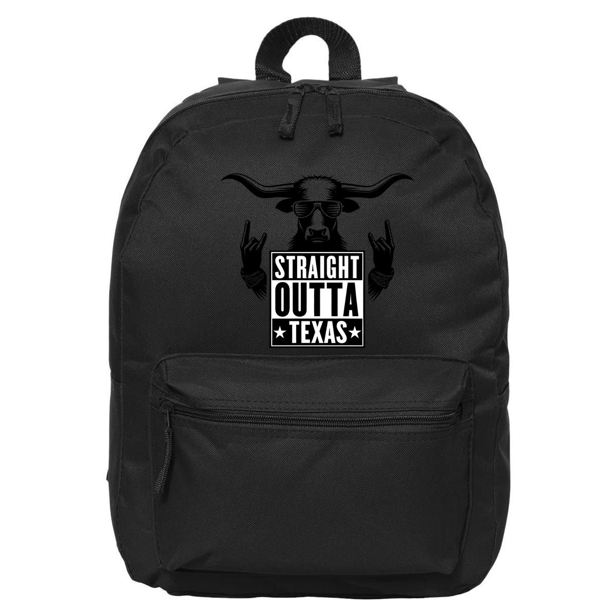 Cool Straight Outta Texas Long Horn Bull 16 in Basic Backpack