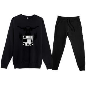 Cool Straight Outta Texas Long Horn Bull Premium Crewneck Sweatsuit Set