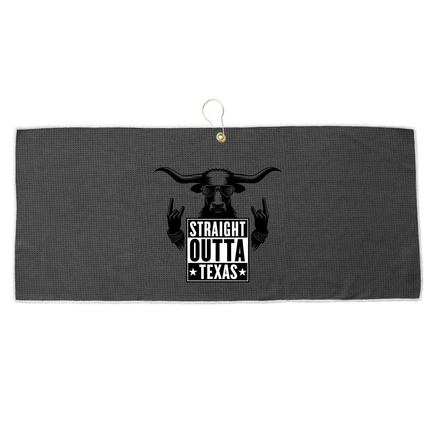 Cool Straight Outta Texas Long Horn Bull Large Microfiber Waffle Golf Towel