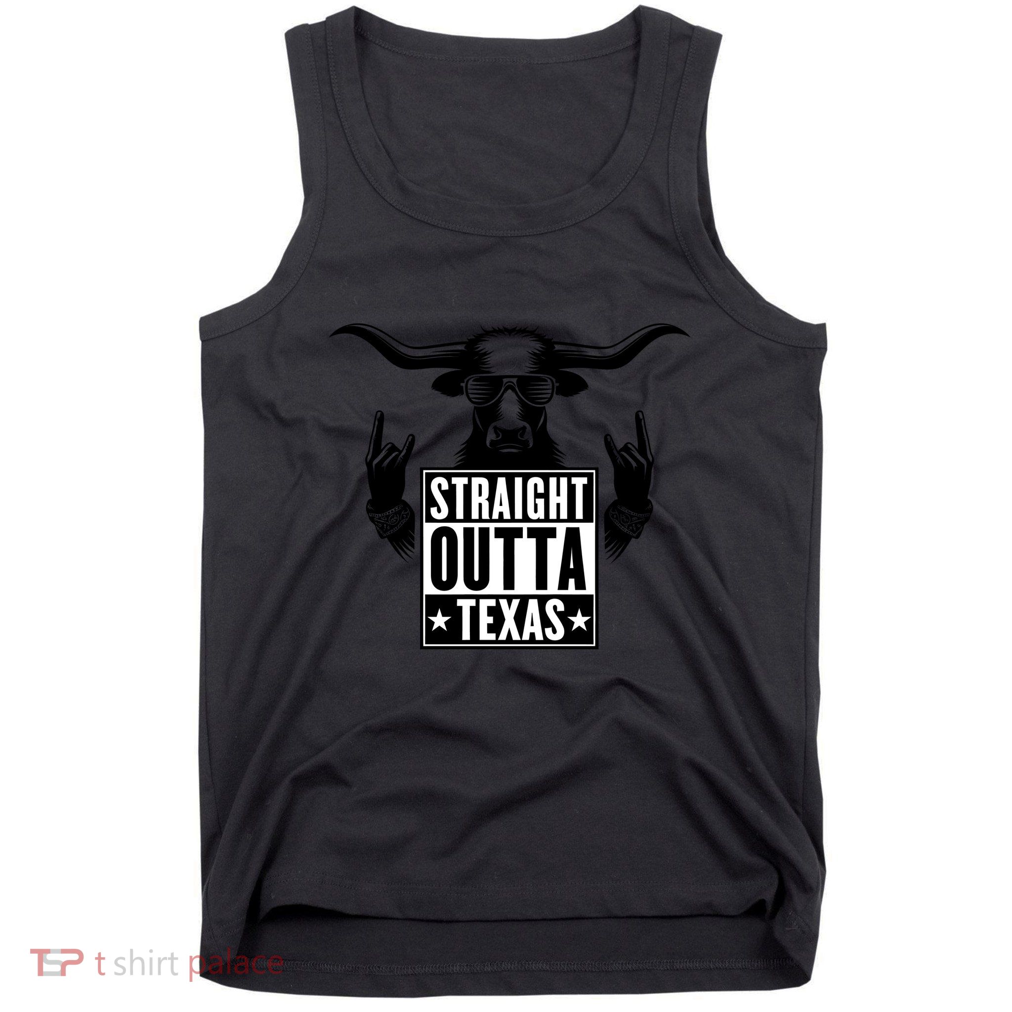 Cool Straight Outta Texas Long Horn Bull Tank Top