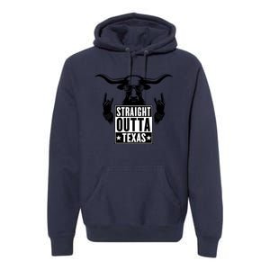 Cool Straight Outta Texas Long Horn Bull Premium Hoodie