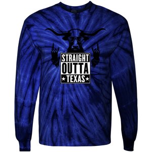 Cool Straight Outta Texas Long Horn Bull Tie-Dye Long Sleeve Shirt