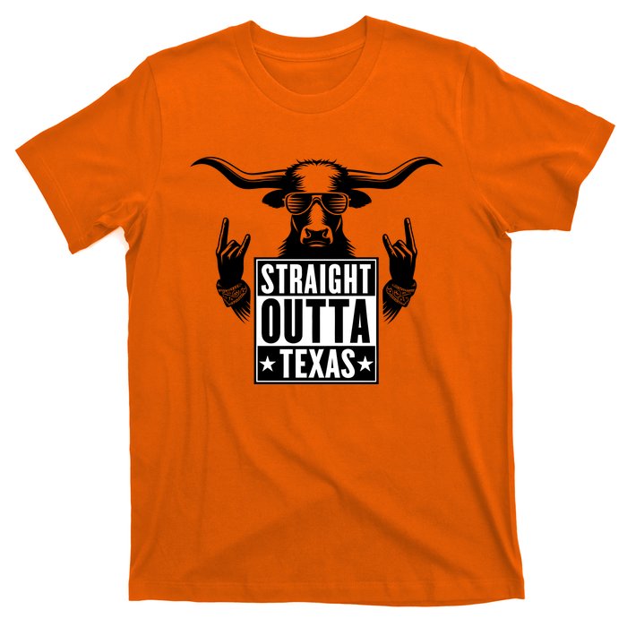 Cool Straight Outta Texas Long Horn Bull T-Shirt