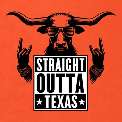 Cool Straight Outta Texas Long Horn Bull T-Shirt