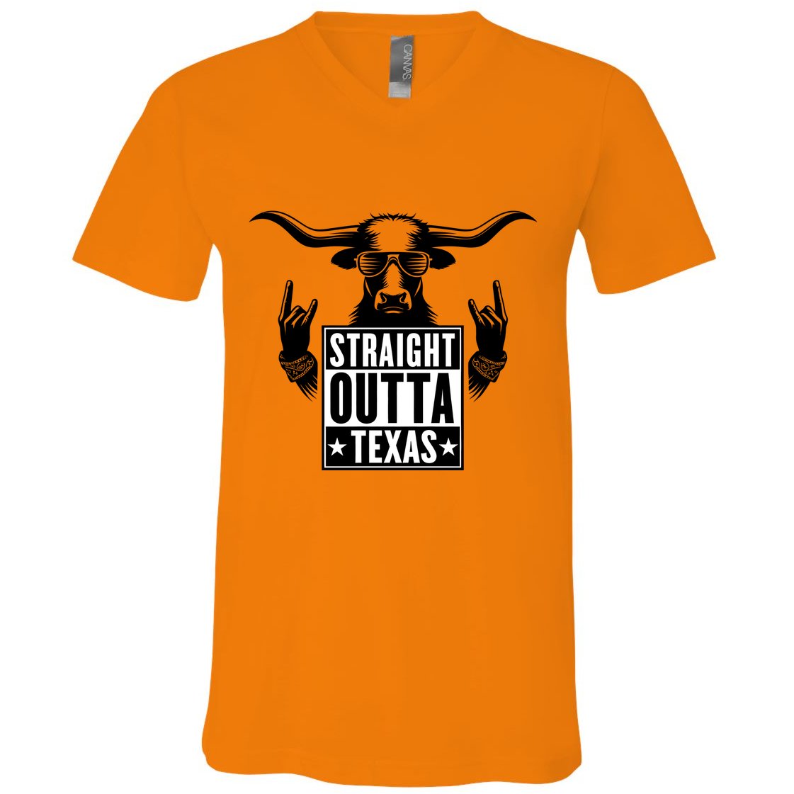 Cool Straight Outta Texas Long Horn Bull V-Neck T-Shirt