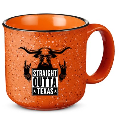 Cool Straight Outta Texas Long Horn Bull 15oz Campfire Ceramic Mug