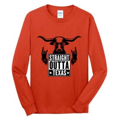 Cool Straight Outta Texas Long Horn Bull Tall Long Sleeve T-Shirt