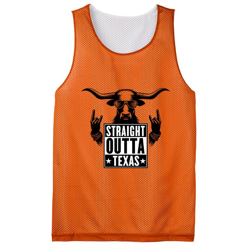 Cool Straight Outta Texas Long Horn Bull Mesh Reversible Basketball Jersey Tank