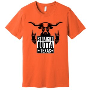 Cool Straight Outta Texas Long Horn Bull Premium T-Shirt