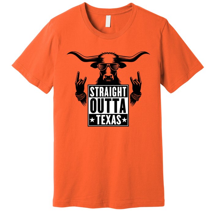 Cool Straight Outta Texas Long Horn Bull Premium T-Shirt