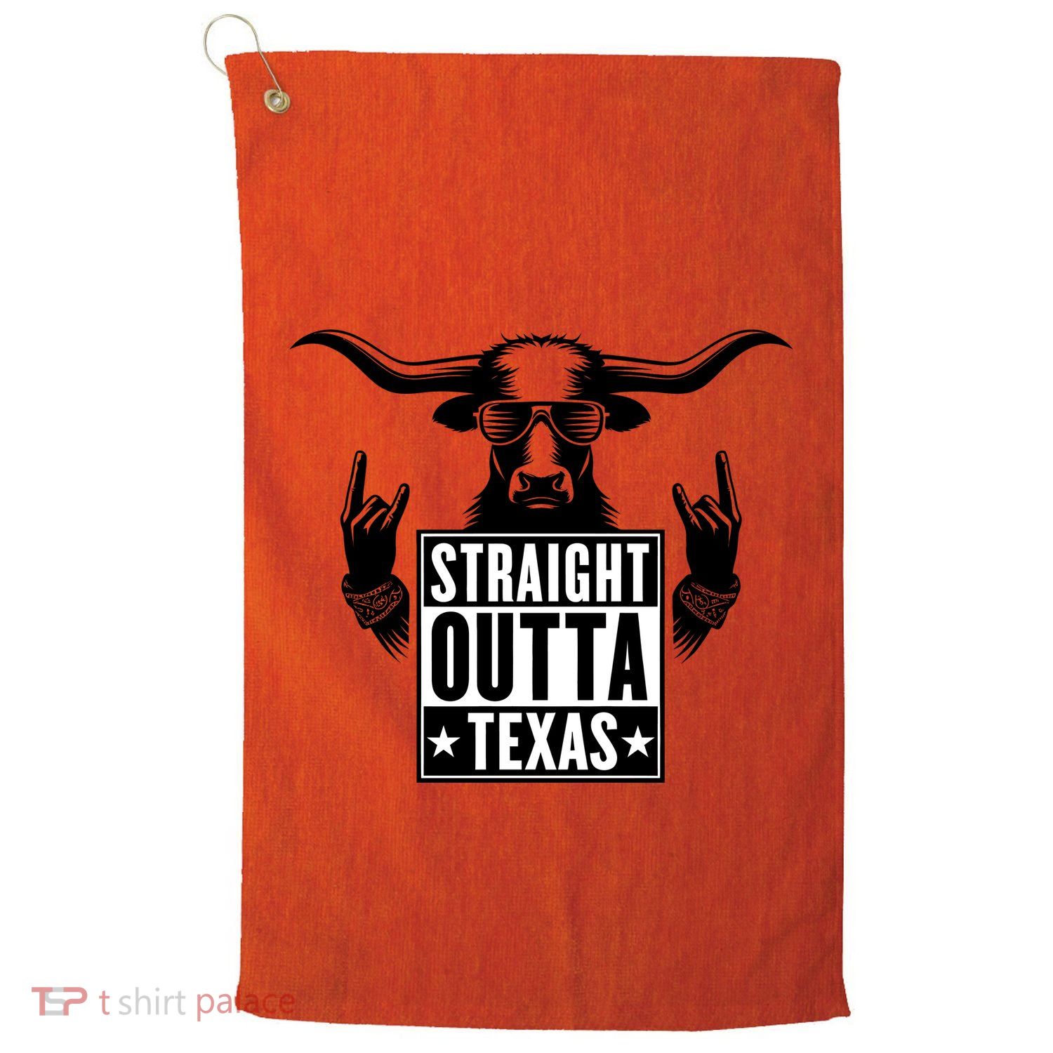 Cool Straight Outta Texas Long Horn Bull Golf Towel