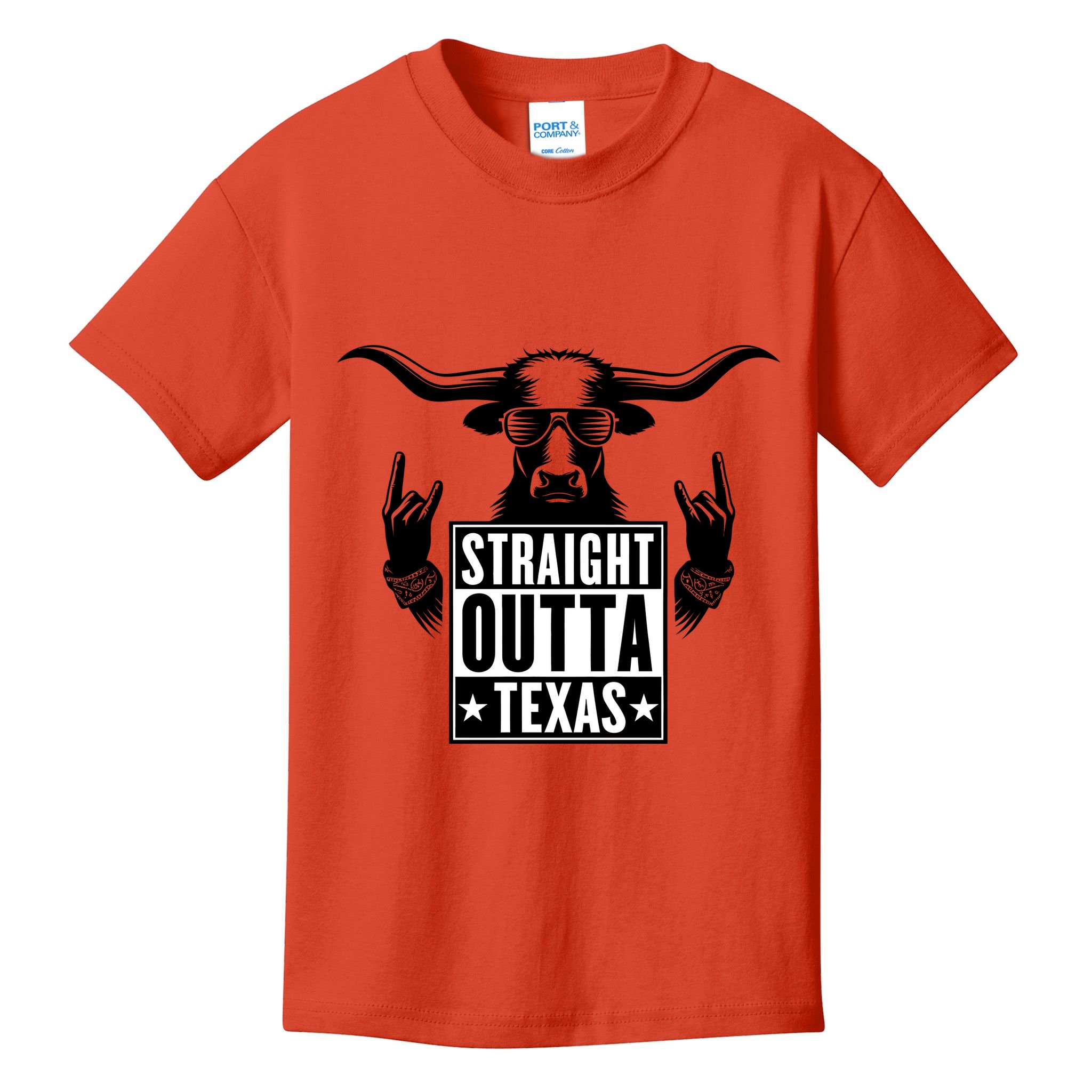 Cool Straight Outta Texas Long Horn Bull Kids T-Shirt