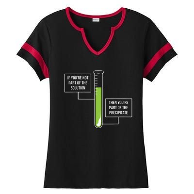 Chemistry Solution Or Precipitate Funny Chemist Ladies Halftime Notch Neck Tee