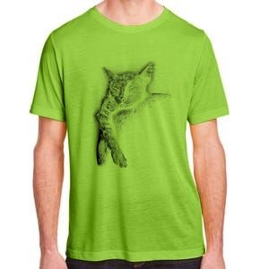 Cat Sleeping On The Moon Sketch Adult ChromaSoft Performance T-Shirt