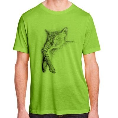 Cat Sleeping On The Moon Sketch Adult ChromaSoft Performance T-Shirt