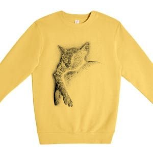 Cat Sleeping On The Moon Sketch Premium Crewneck Sweatshirt