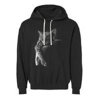 Cat Sleeping On The Moon Sketch Garment-Dyed Fleece Hoodie
