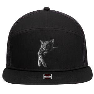 Cat Sleeping On The Moon Sketch 7 Panel Mesh Trucker Snapback Hat