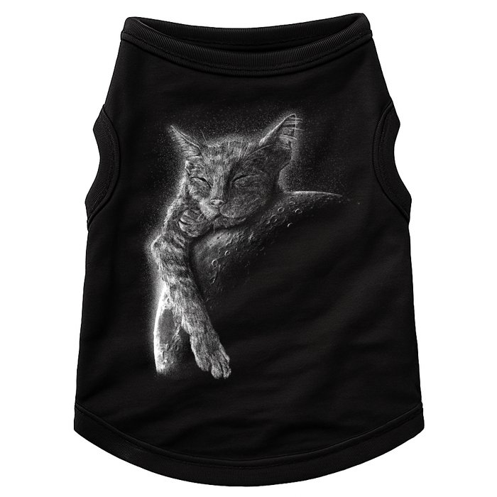 Cat Sleeping On The Moon Sketch Doggie Tank