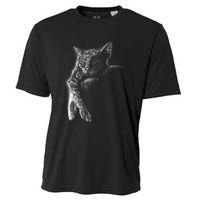 Cat Sleeping On The Moon Sketch Cooling Performance Crew T-Shirt