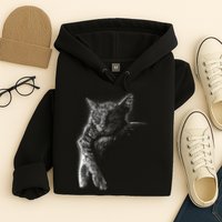 Cat Sleeping On The Moon Sketch Hoodie