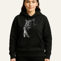 Cat Sleeping On The Moon Sketch Hoodie