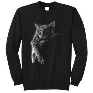 Cat Sleeping On The Moon Sketch Sweatshirt