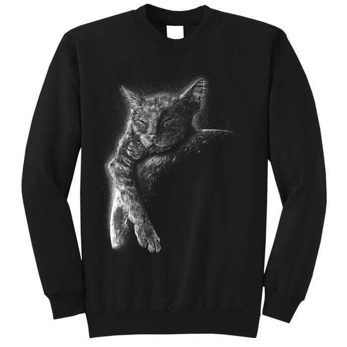 Cat Sleeping On The Moon Sketch Sweatshirt