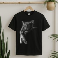 Cat Sleeping On The Moon Sketch T-Shirt