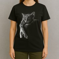 Cat Sleeping On The Moon Sketch T-Shirt