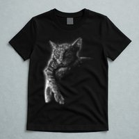 Cat Sleeping On The Moon Sketch T-Shirt