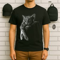 Cat Sleeping On The Moon Sketch T-Shirt