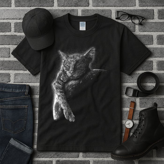 Cat Sleeping On The Moon Sketch Tall T-Shirt