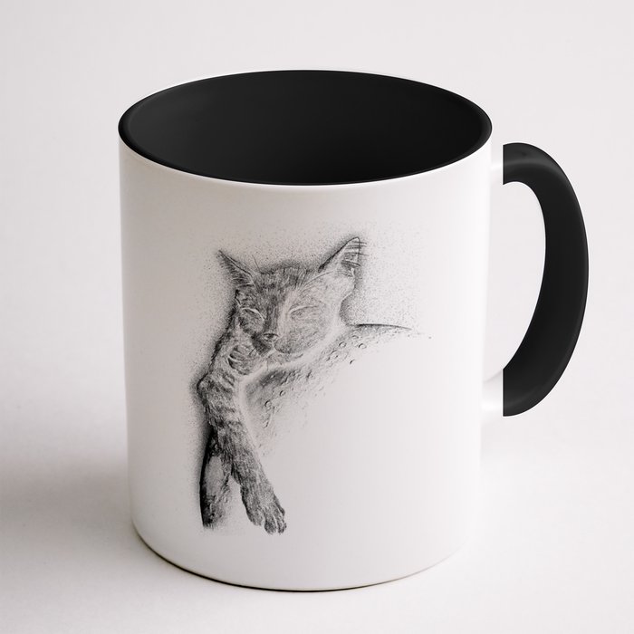 Cat Sleeping On The Moon Sketch Mug
