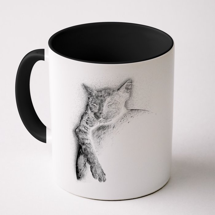 Cat Sleeping On The Moon Sketch Mug