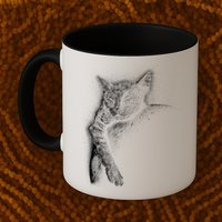 Cat Sleeping On The Moon Sketch Mug